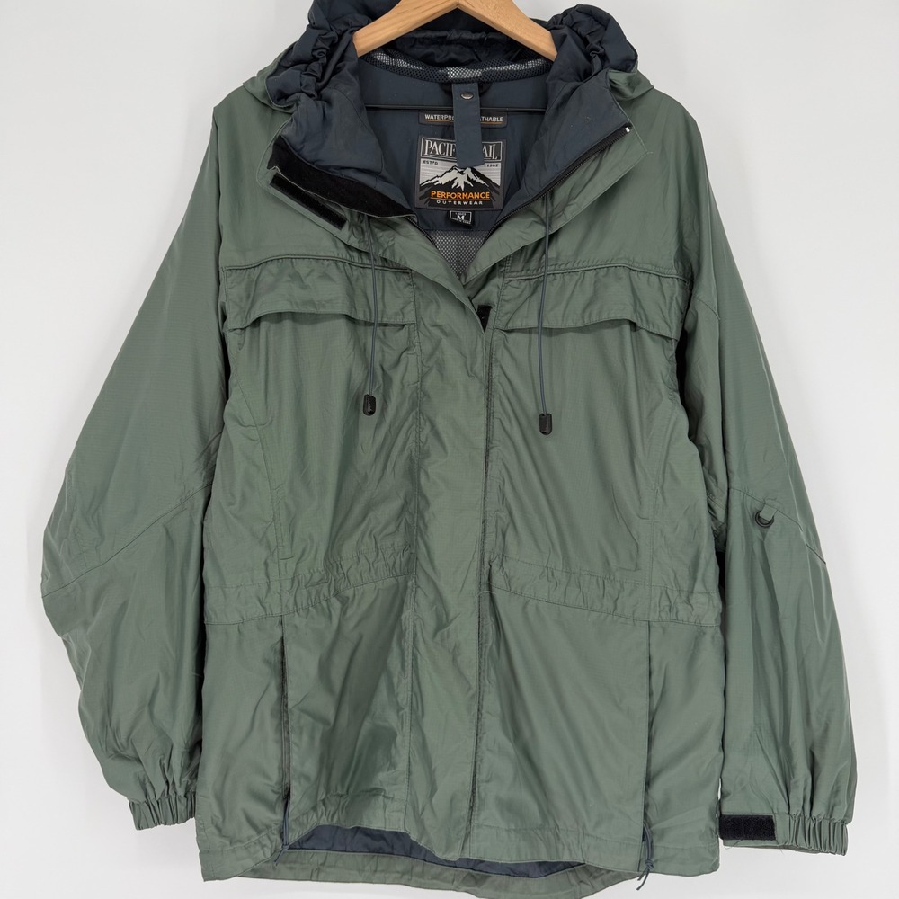 VTG Y2K Pacific Trail Jacket Men M Green Waterproof Tape Sealed Gorpcore Utility